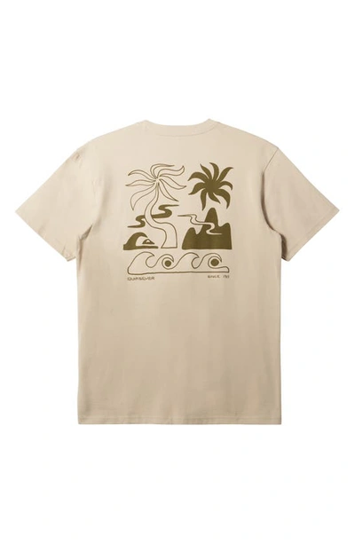 Shop Quiksilver Tropical Breeze Organic Cotton Graphic T-shirt In Plaza Taupe