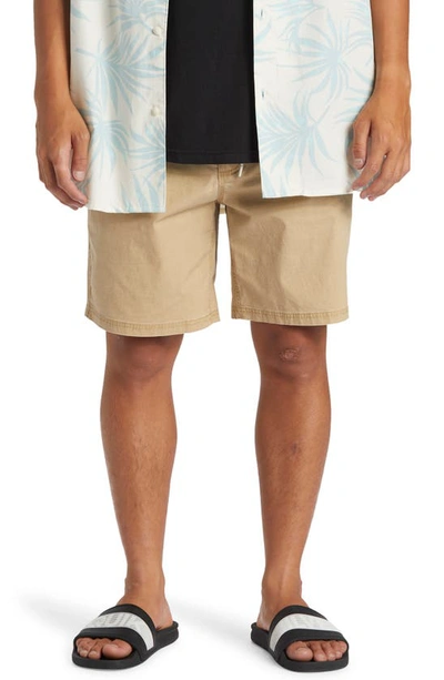 Shop Quiksilver Street Trunk Stretch Cotton Shorts In Khaki