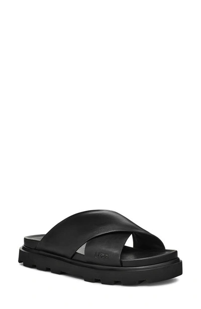 Shop Ugg Capitelle Crossband Slide Sandal In Black