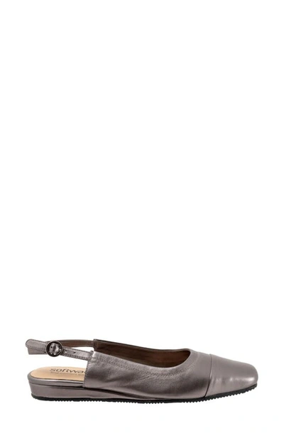 Softwalk Vittoria Slingback Flat In Pewter Metal