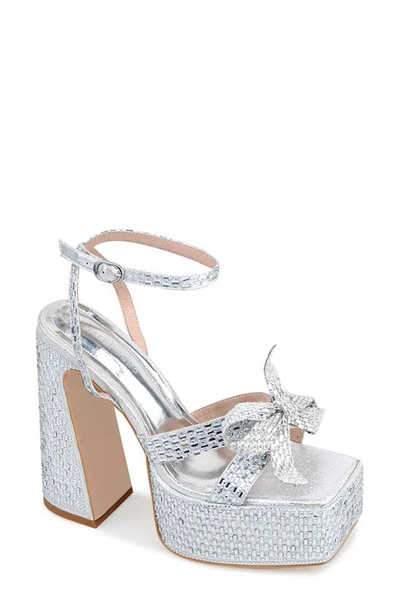 Shop Azalea Wang Stella Ankle Strap Platform Sandal In Silver
