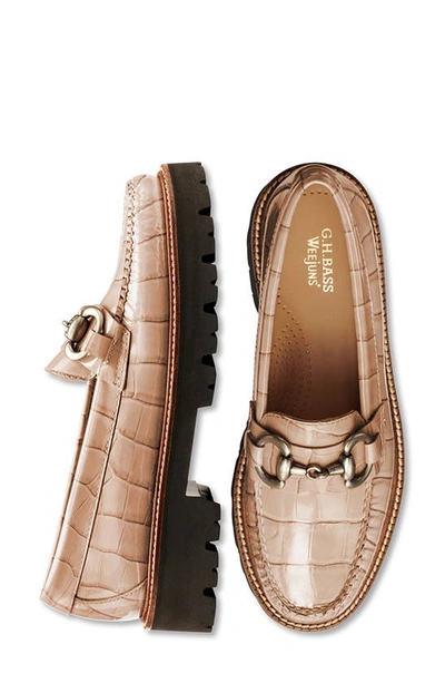 Shop G.h.bass Lianna Croc Embossed Super Bit Weejuns® Penny Loafer In Latte