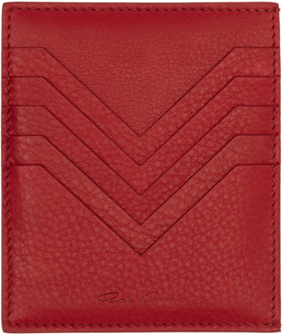 Shop Rick Owens Red Square Card Holder In 03 Cardinal Red