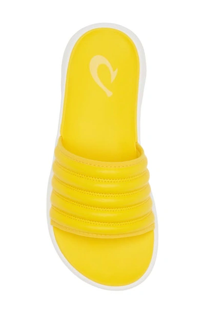 Shop Olukai Komo Slide Sandal In Yellow Hibiscus
