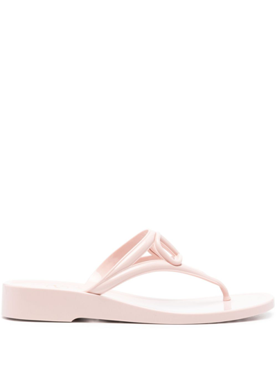 Shop Valentino Vlogo Signature Thong Sandals In Pink