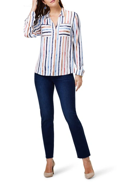 Shop Nic + Zoe Painted Stripe Pullover Top In Cream Multi