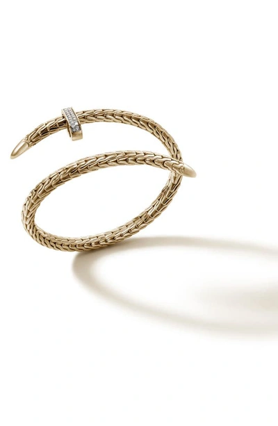 Shop John Hardy Spear Pavé Diamond Flex Bracelet In Gold