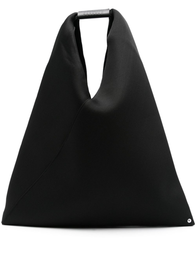 Shop Mm6 Maison Margiela Black Leather Tote Bag