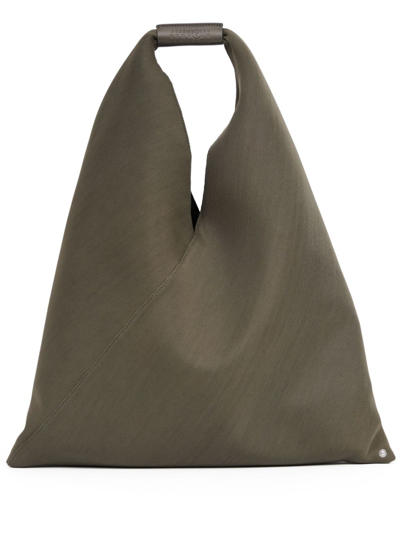Shop Mm6 Maison Margiela Grey Japanese Canvas Tote Bag In Green