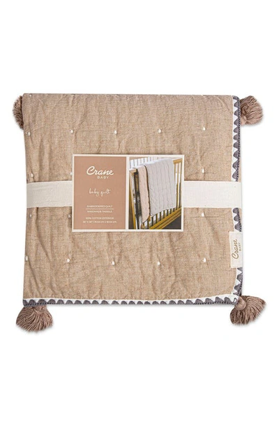 Crane Baby Quilted Cotton Baby Blanket In Gray/tan Multi
