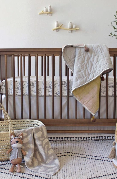 Crane Baby Quilted Cotton Baby Blanket In Gray/tan Multi