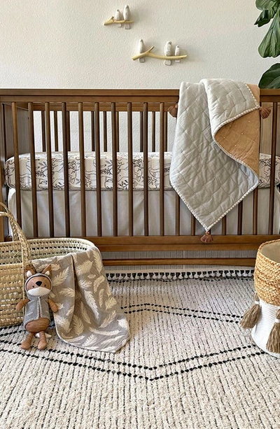 Crane Baby Quilted Cotton Baby Blanket In Gray/tan Multi