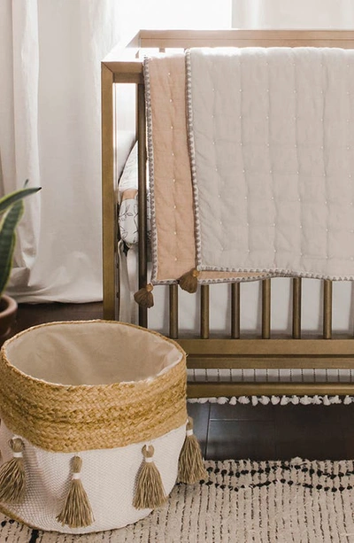 Crane Baby Quilted Cotton Baby Blanket In Gray/tan Multi