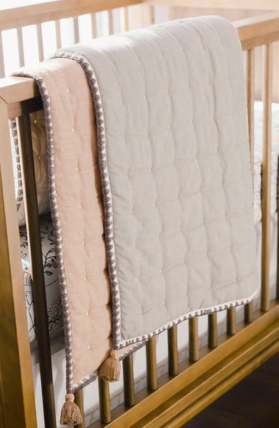 Crane Baby Quilted Cotton Baby Blanket In Gray/tan Multi