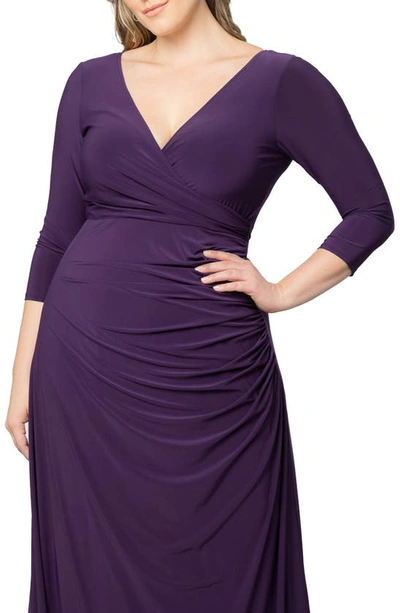 Shop Kiyonna Gala Glam Cold Shoulder Gown In Imperial Plum