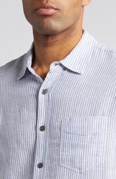 Rails Connor Stripe Linen Blend Button-up Shirt In Denim White Pinstripe