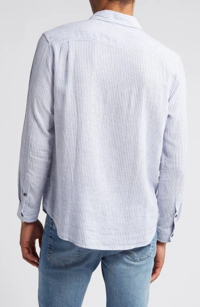 Rails Connor Stripe Linen Blend Button-up Shirt In Denim White Pinstripe