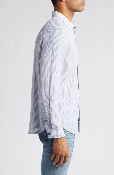 Rails Connor Stripe Linen Blend Button-up Shirt In Denim White Pinstripe