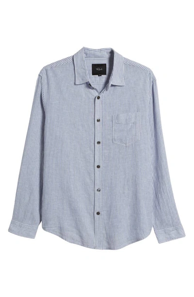 Rails Connor Stripe Linen Blend Button-up Shirt In Denim White Pinstripe