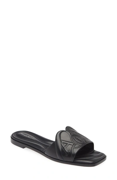 Shop Alexander Mcqueen Seal Slide Sandal In Black