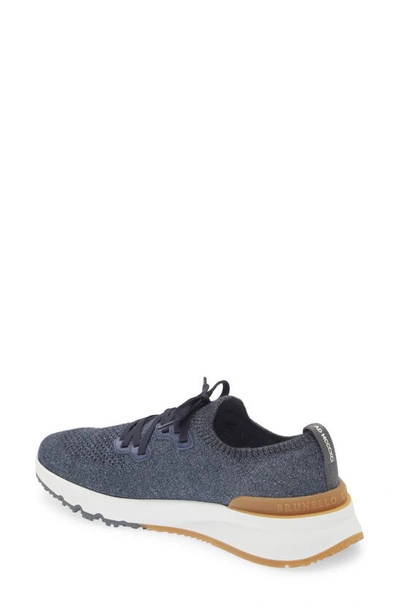 Shop Brunello Cucinelli Mélange Knit Runner Sneaker In Co250 Blue