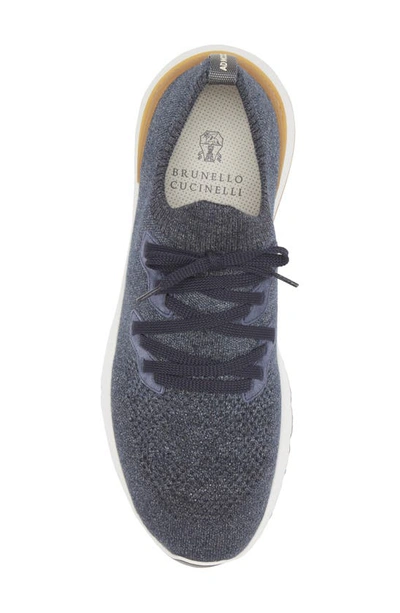 Shop Brunello Cucinelli Mélange Knit Runner Sneaker In Co250 Blue