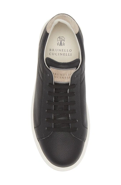 Brunello Cucinelli Men's Grained Calfskin Sneakers In Cim31 Black