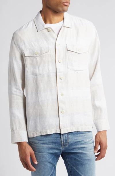 Shop Rails Linen Shirt Jacket In Wicker Graphite Stripe