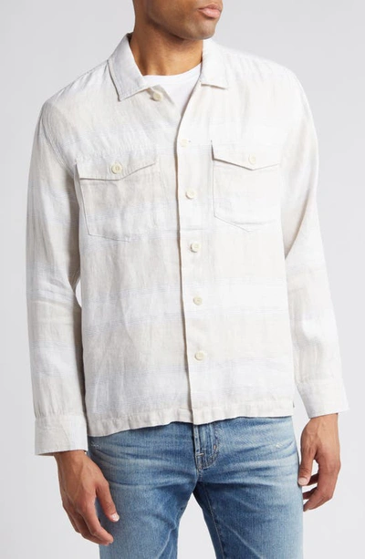 Rails Kerouac Linen Button-up Shirt In Wicker Graphite Stripe