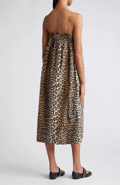 Shop Ganni Leopard Print Organic Cotton Dress