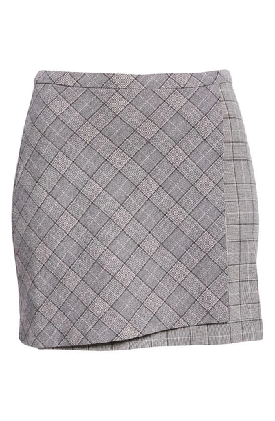 Ganni Wrap-design Check-print Miniskirt In Frost Gray