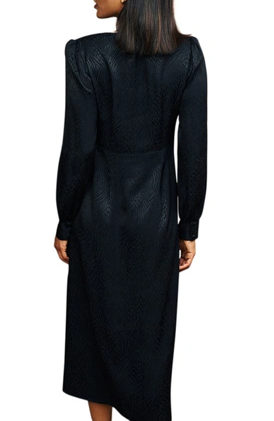 Shop Nobody's Child Tasha Long Sleeve Satin Midi Dress In Black
