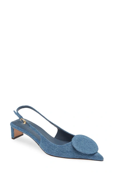 Shop Jacquemus Mismatched Pointed Toe Slingback Pumps In Blue