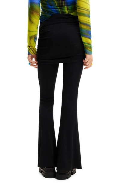 Shop Desigual Skirted Flare Trousers In Black