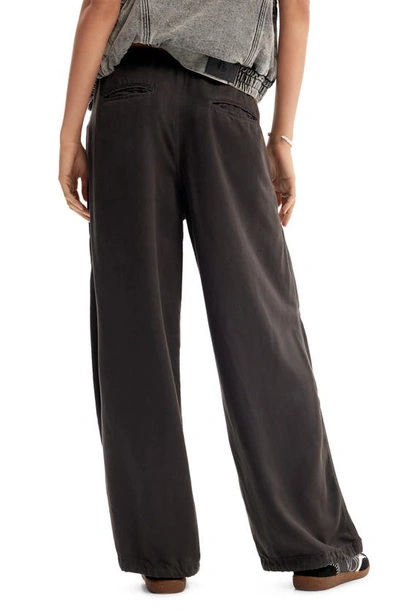 Shop Desigual Wide Leg Cargo Trousers In Black