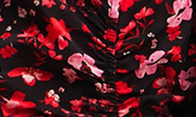 Desigual Miln Floral Ruched Button-up Shirt In Red