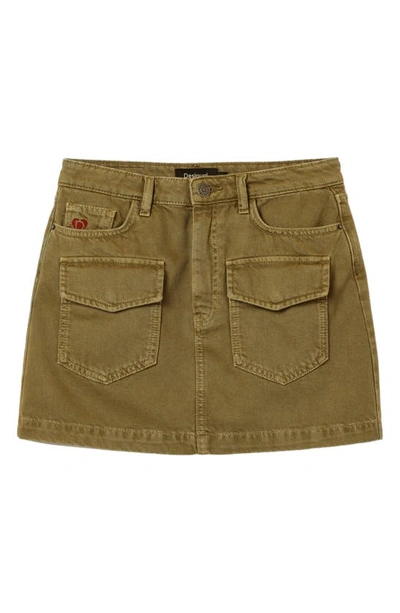Shop Desigual Pockets Denim Miniskirt In Green