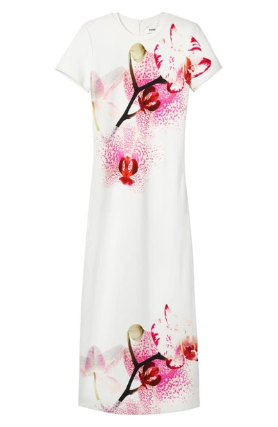 Shop Desigual Lila Floral Print Sheath Dress In White