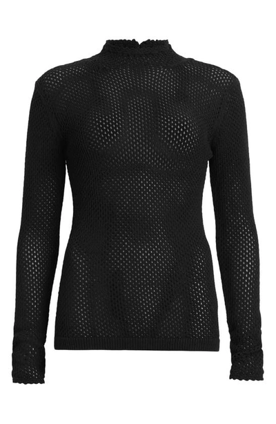 Shop Allsaints Avril Open Stitch Sweater In Black