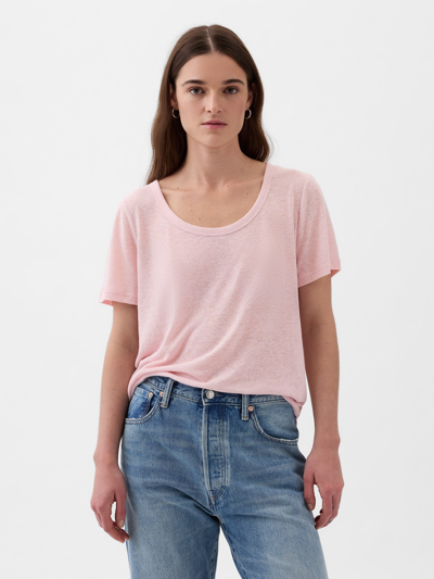 Shop Gap Linen-blend T-shirt In Light Peony Pink