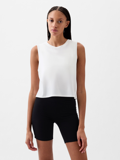 Shop Gap Fit Breathe Cropped Muscle T-shirt In Optic White