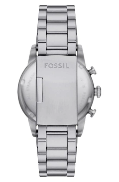 Shop Fossil Sport Tourer Bracelet Chronograph Watch, 42mm In Silver/black