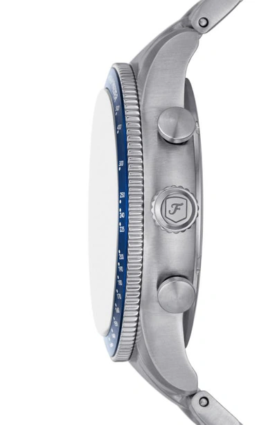 Shop Fossil Sport Tourer Bracelet Chronograph Watch, 42mm In Silver/blue