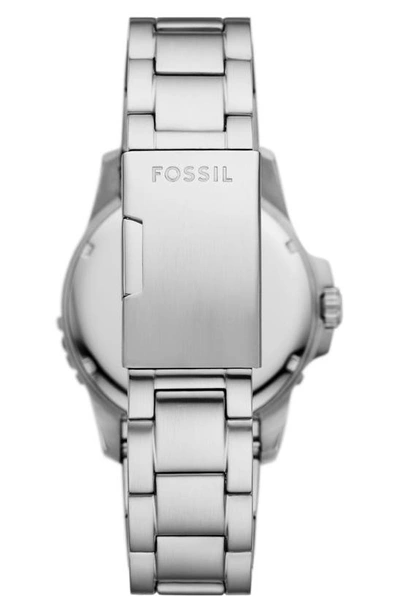 Shop Fossil Blue Gmt Silicone Strap Watch, 42mm In Silver
