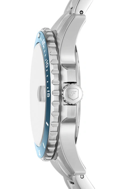 Shop Fossil Blue Gmt Silicone Strap Watch, 42mm In Silver