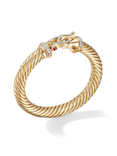 Shop David Yurman Women's Buckle Cablespira Bracelet In 18k Yellow Gold In Ruby