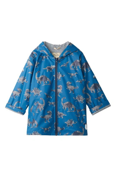 Shop Hatley Kids' Dinosaur Hooded Raincoat In Blue