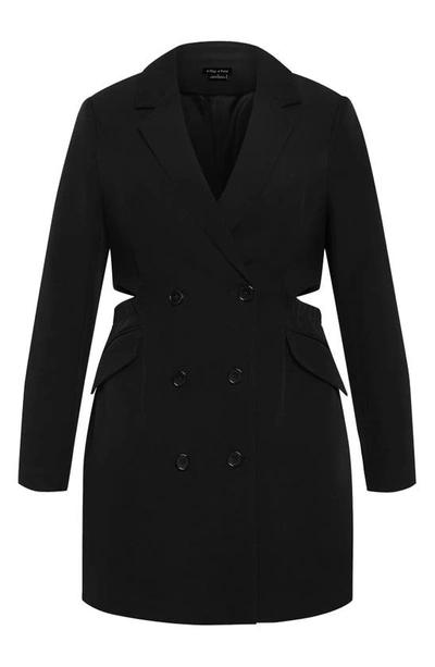 Shop City Chic Twyla Long Sleeve Tuxedo Dress In Black