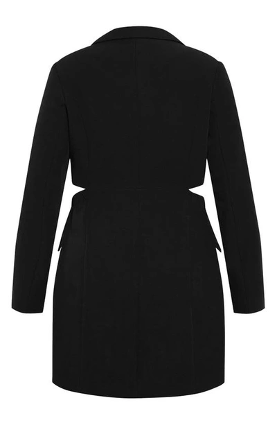 Shop City Chic Twyla Long Sleeve Tuxedo Dress In Black