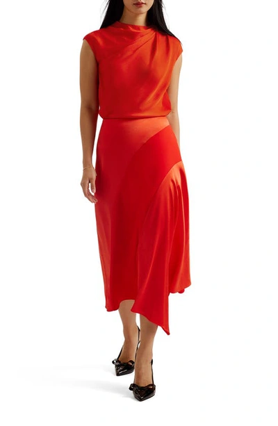 Shop Ted Baker Drape Neck Top In Red